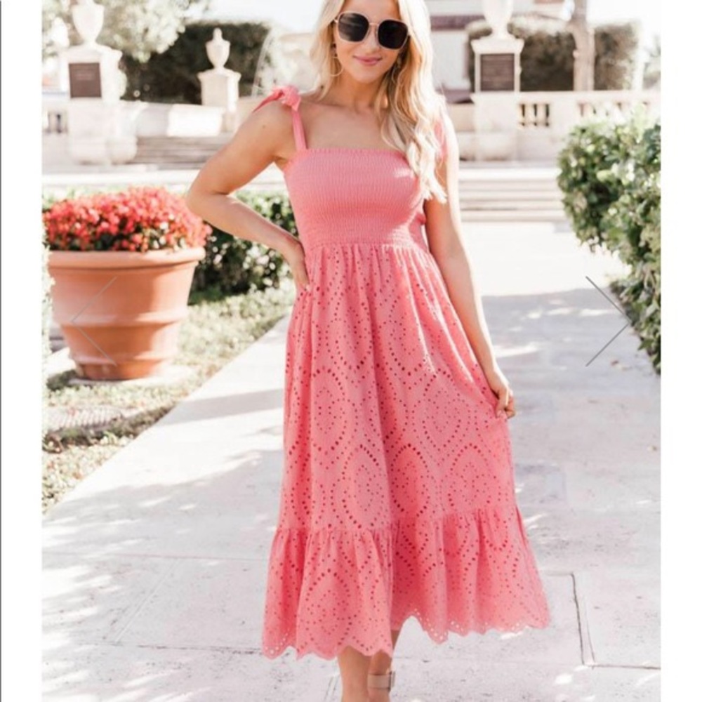 *Pink Lily* Coral Midi Dress (“Promise in My Heart”)